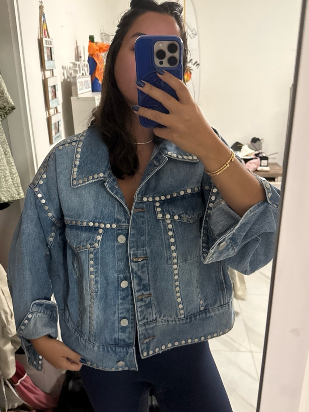 BLANKNYC Studded Denim Jacket - Blue